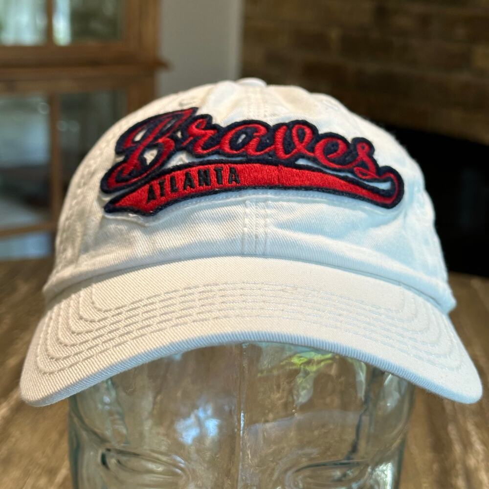 47 Brand Atlanta Braves Womens Strapback Unstructured Script Logo Baseball Hat